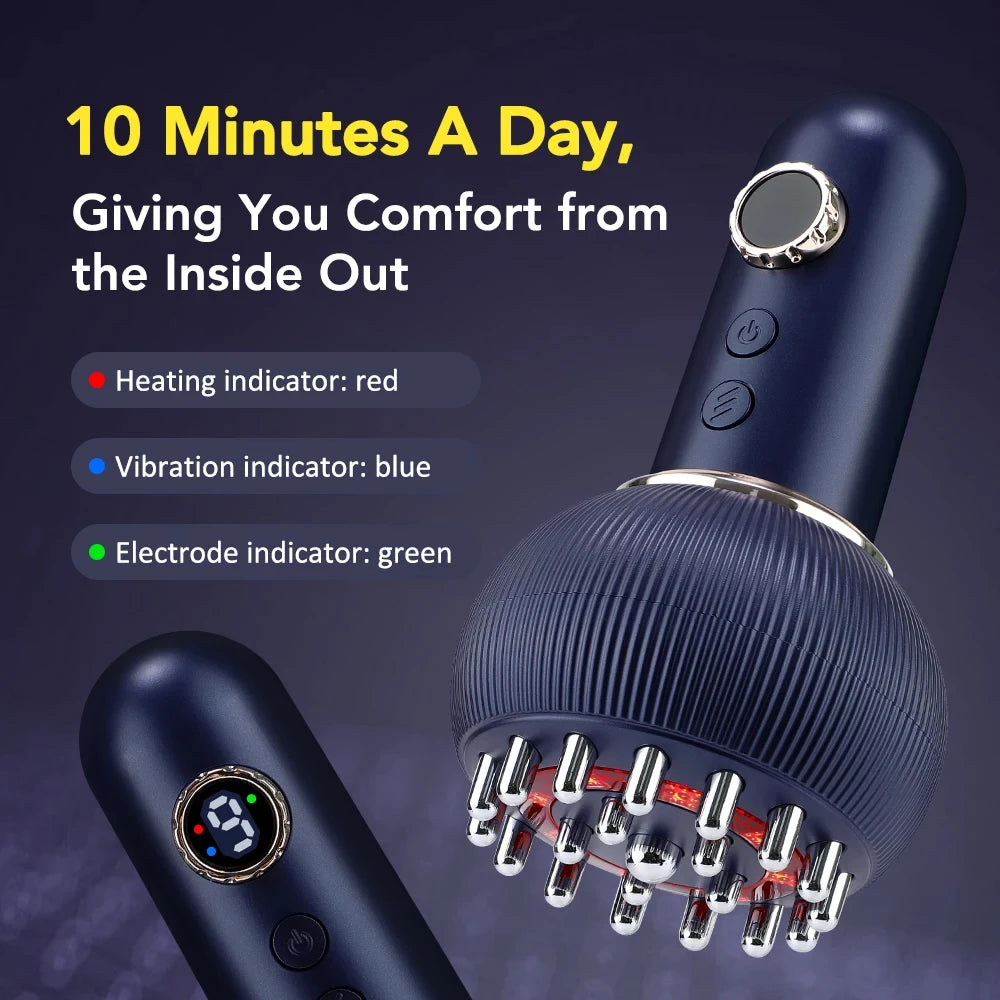 Cepillo Gua Sha Eléctrico 4 En 1 – Calor, Luz Roja Y Microcorriente Para Drenaje Y Celulitis